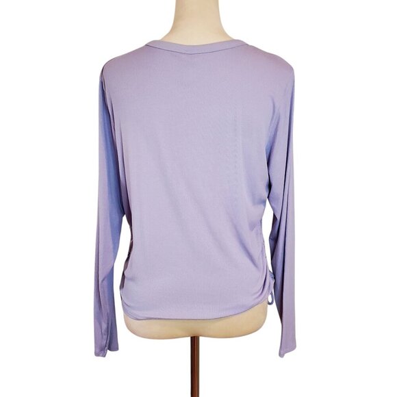 NWT ALL IN MOTION SZ XL Athletic Light Lavender Purple Ribbed Top w/Side Ruching - Picture 2 of 7